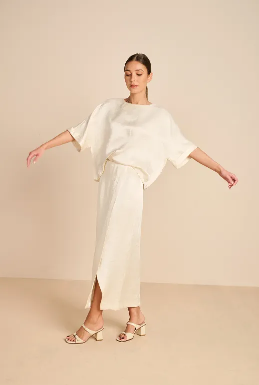 AGUA SATIN SKIRT ECRU - MARCH23