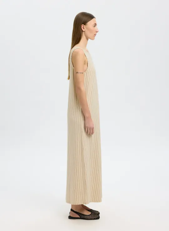 ANOLA LOW BACK ANKLEDRESS - PINSTRIPE - SELECTED