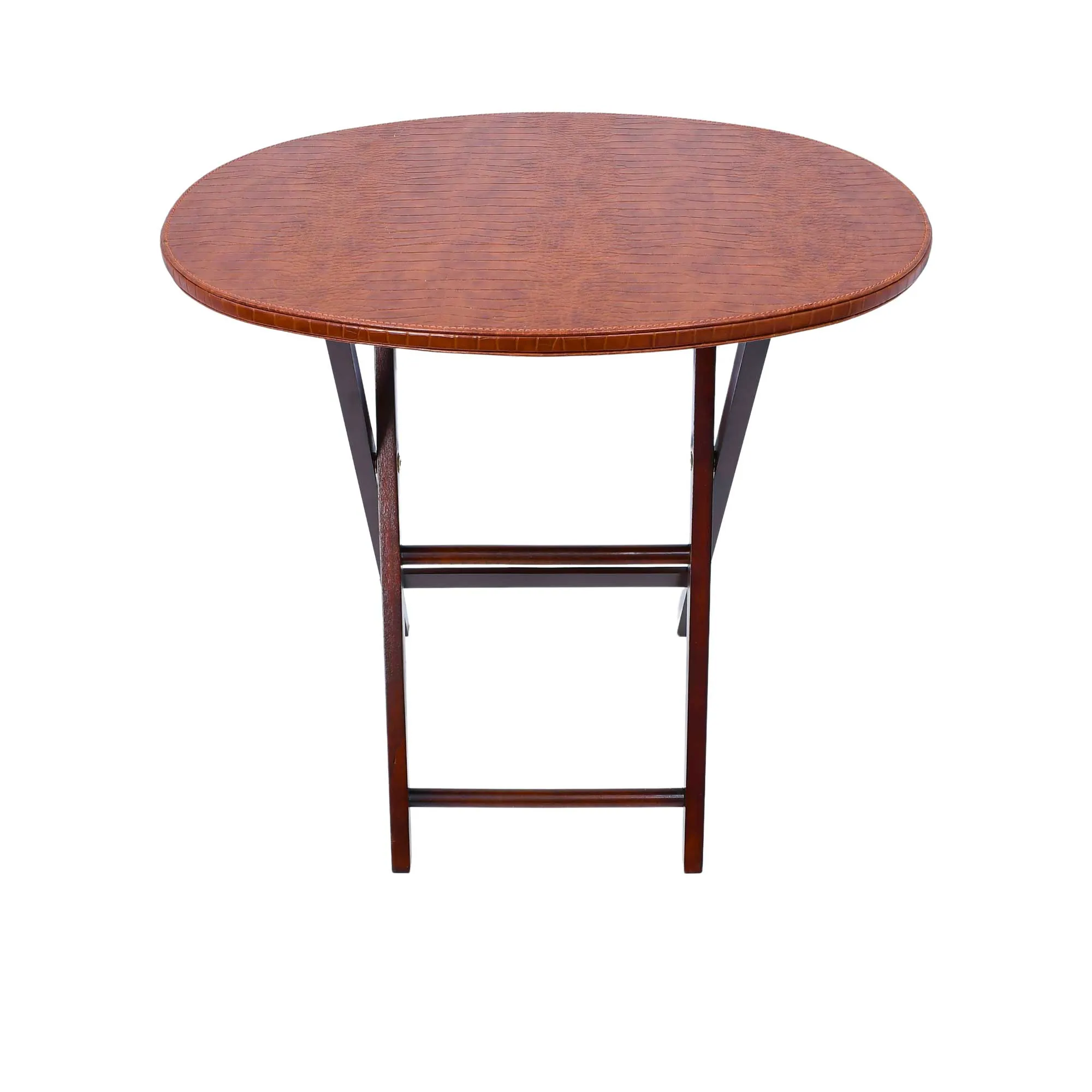 Artisan Oval Shape Picnic Table Brown Leather