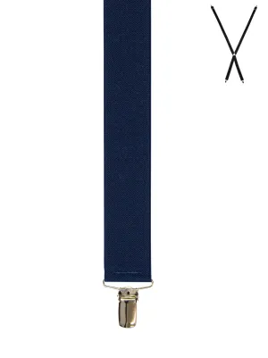 Buckle X-Back Plain Navy Braces