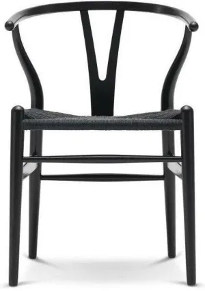 Carl Hansen Ch24 Wishbone Chair Black Paper Cord, Black Oak