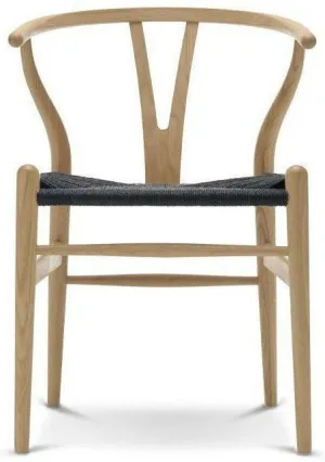 Carl Hansen Ch24 Wishbone Chair Black Paper Cord, Soaped Oak