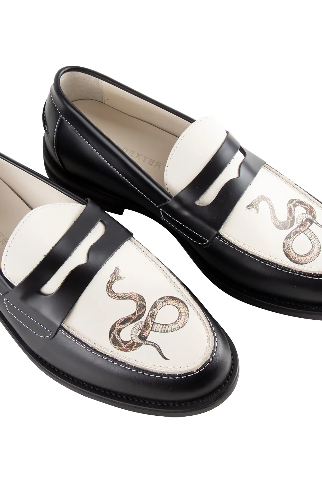 Duke   Dexter Wilde Snake Penny Loafer Blk/Wht/Print
