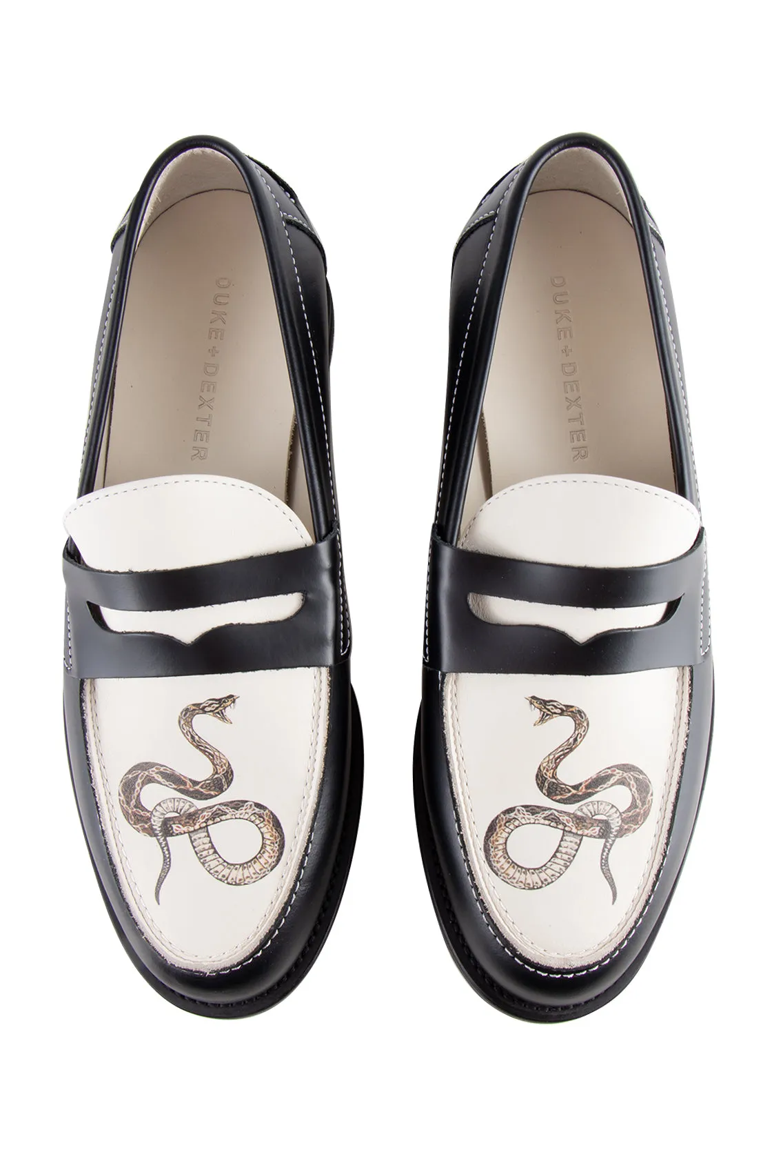 Duke   Dexter Wilde Snake Penny Loafer Blk/Wht/Print