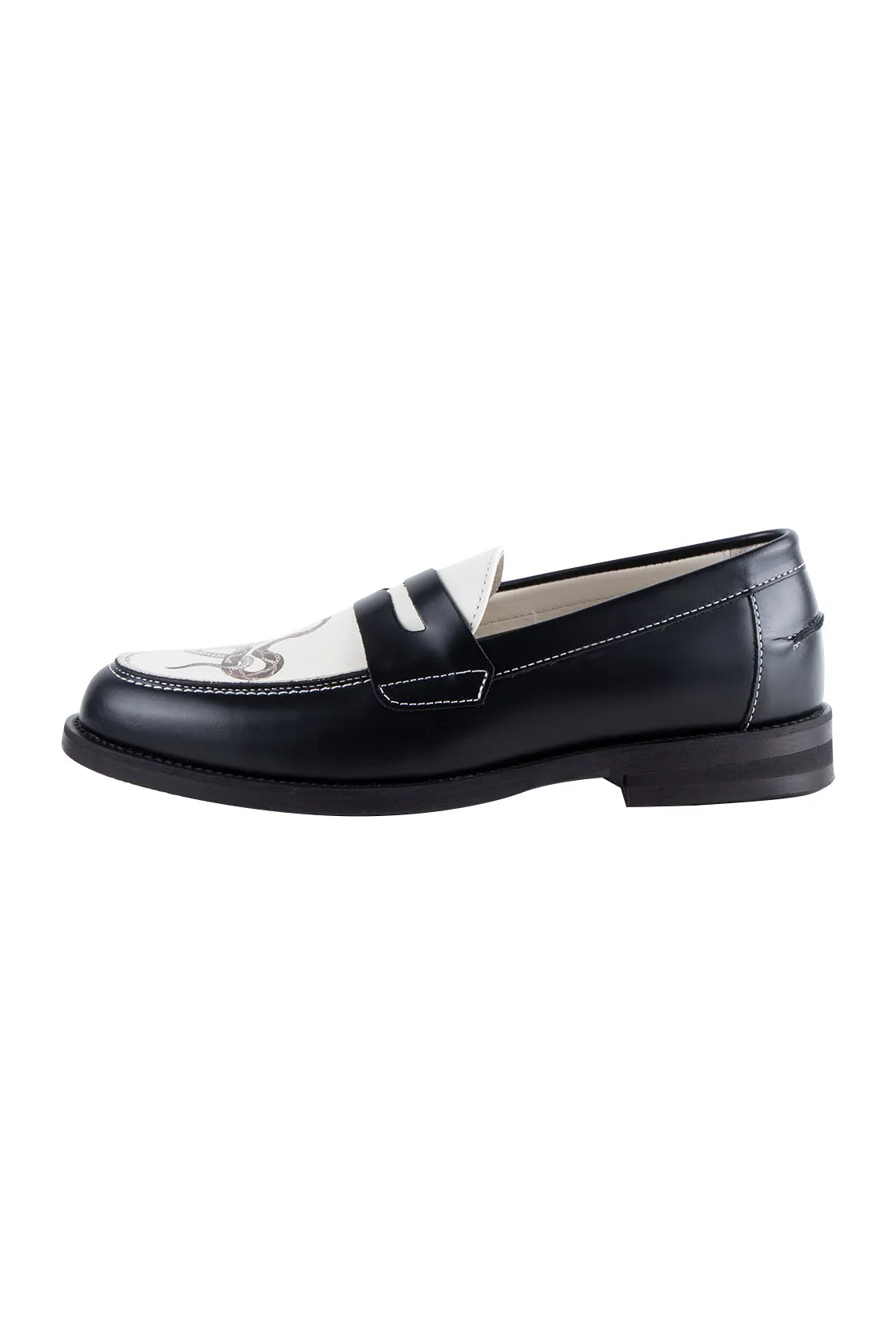 Duke   Dexter Wilde Snake Penny Loafer Blk/Wht/Print