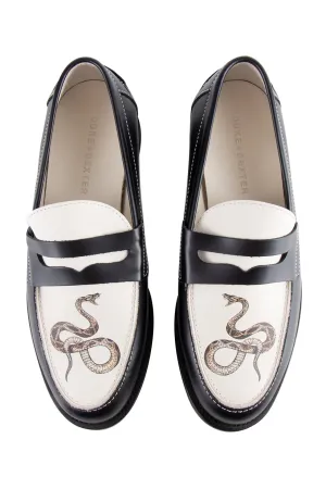Duke   Dexter Wilde Snake Penny Loafer Blk/Wht/Print