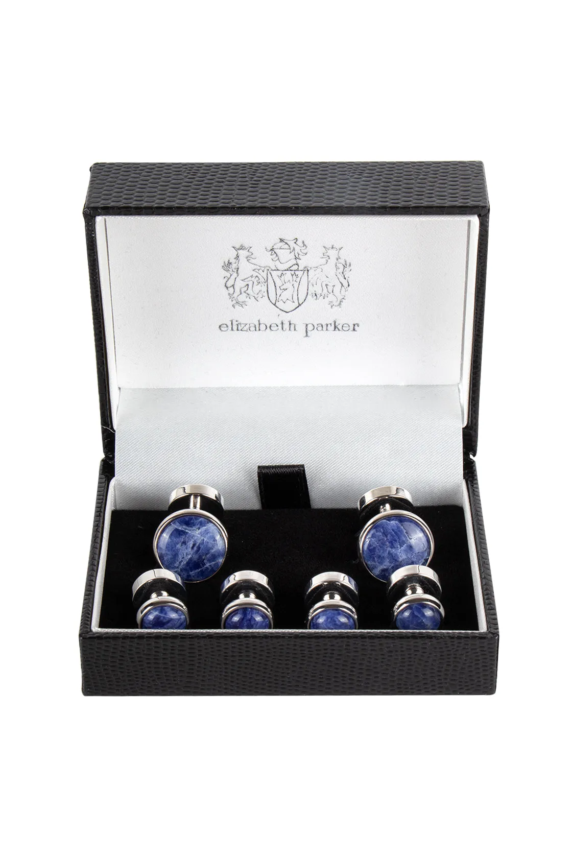 Elizabeth Parker Blue Aven/Silver Cufflink & Lapel Set 2908SET