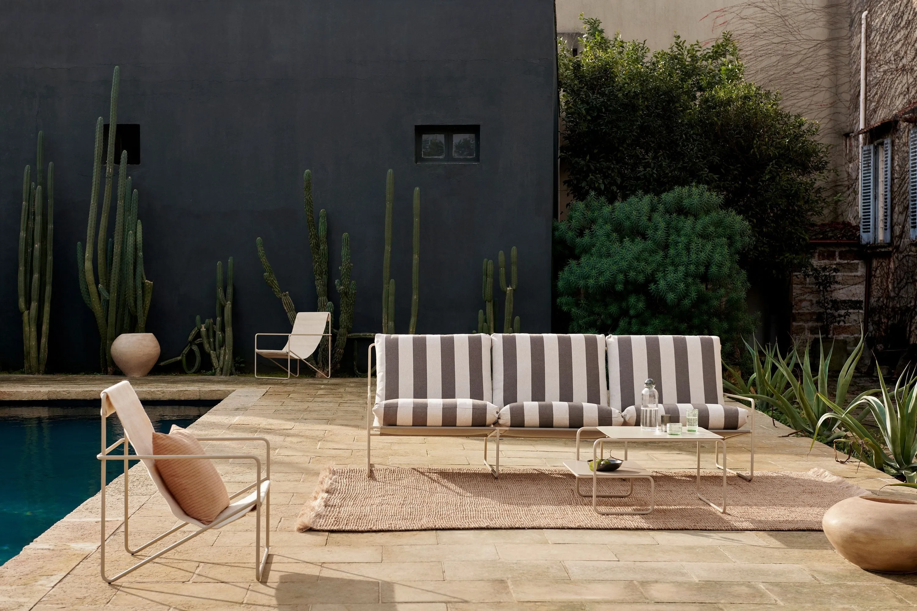 Ferm Living Desert 3 Seater Stripe, Cashmere/Chocolate