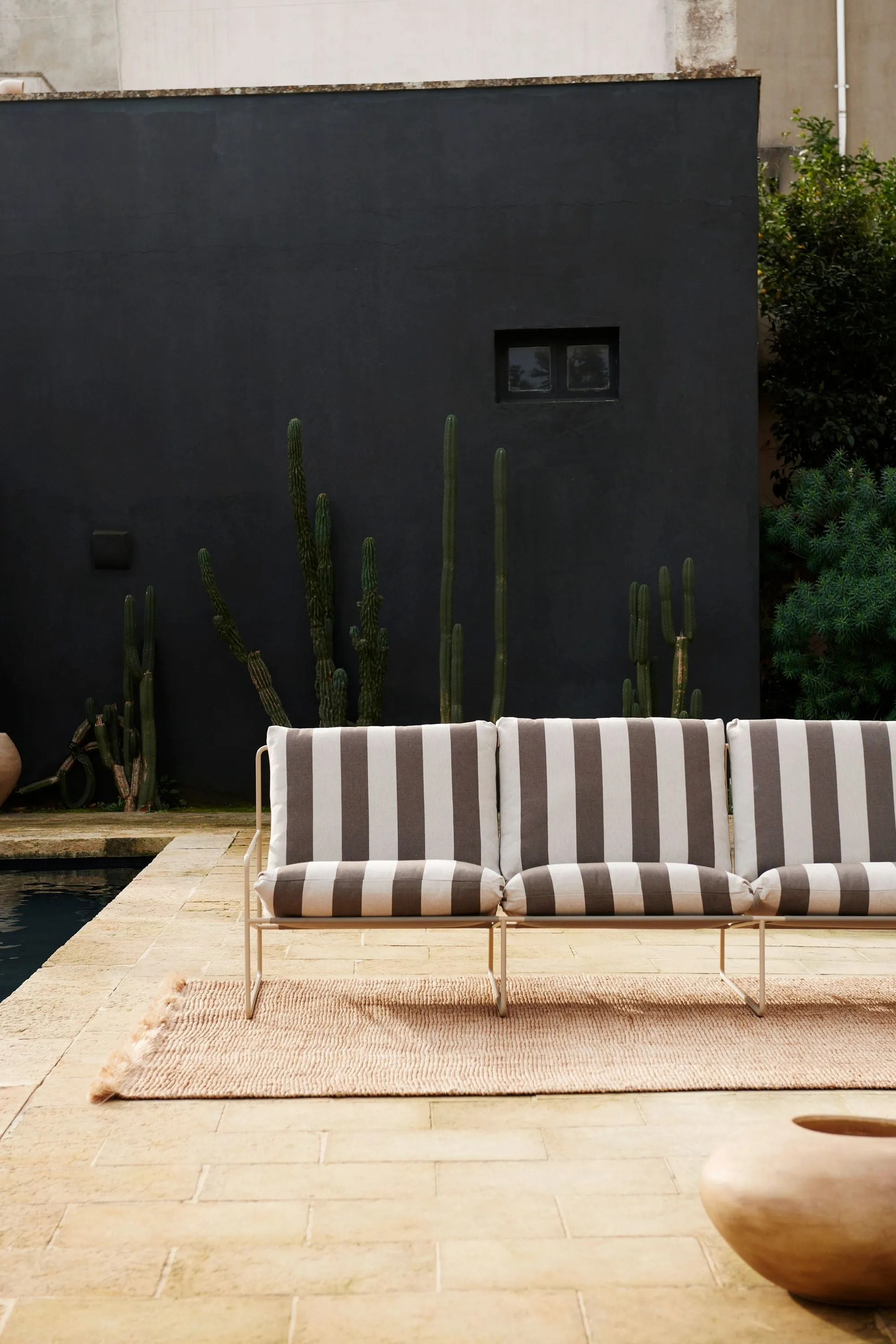 Ferm Living Desert 3 Seater Stripe, Cashmere/Chocolate
