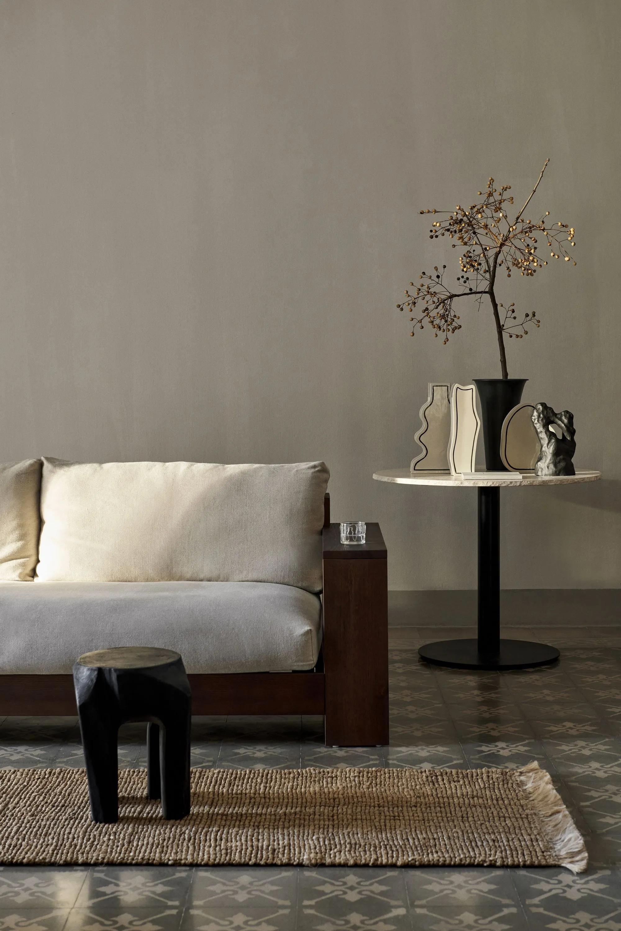 Ferm Living Edre Sofa Classic Linen, Dark Stained/Natural