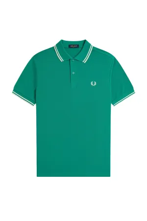 Fred Perry Twin Tipped Shirt Label Green/Ecru