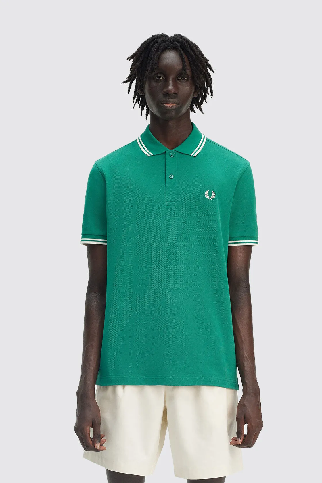 Fred Perry Twin Tipped Shirt Label Green/Ecru