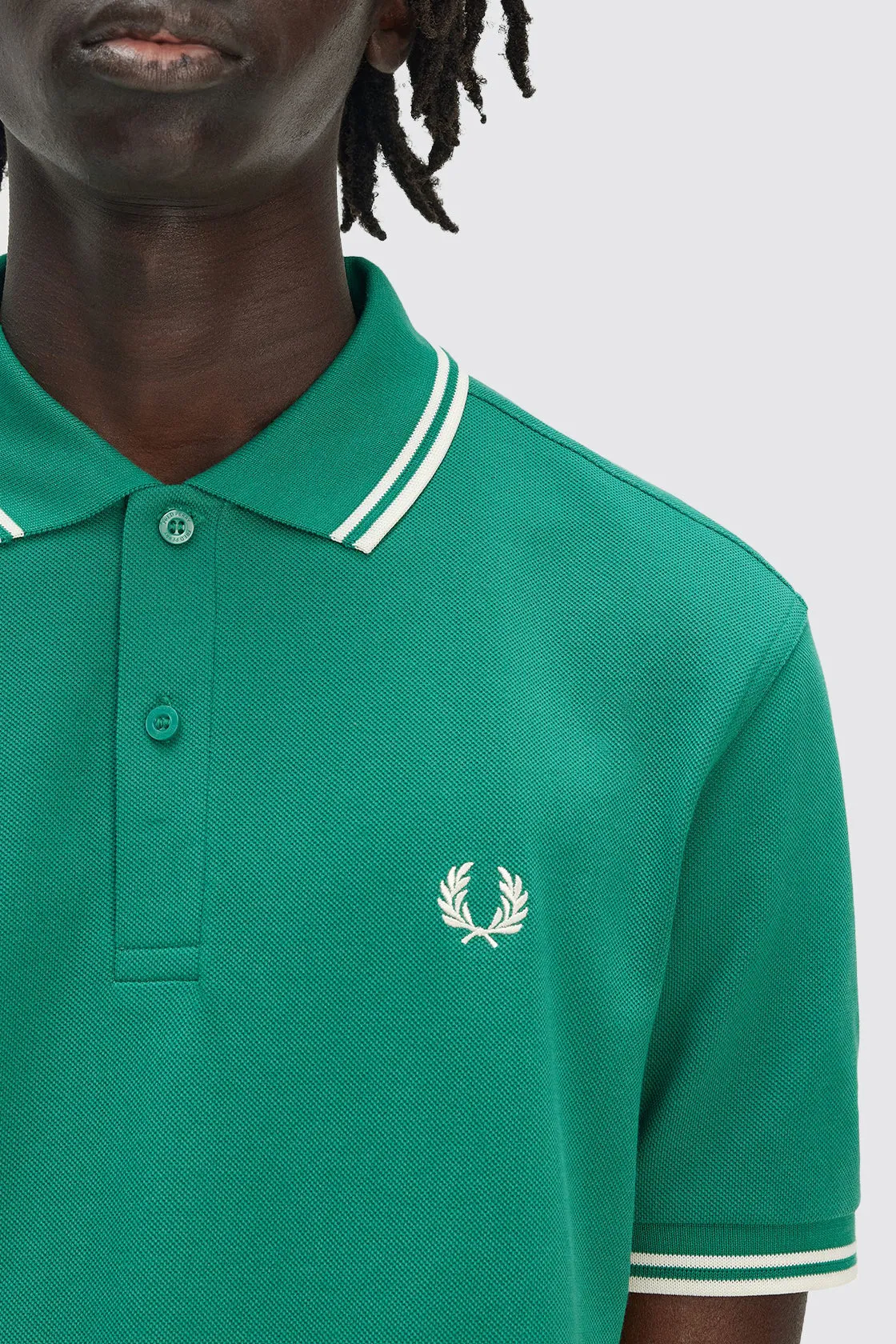 Fred Perry Twin Tipped Shirt Label Green/Ecru