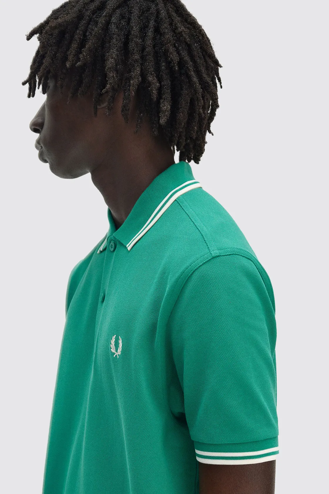 Fred Perry Twin Tipped Shirt Label Green/Ecru