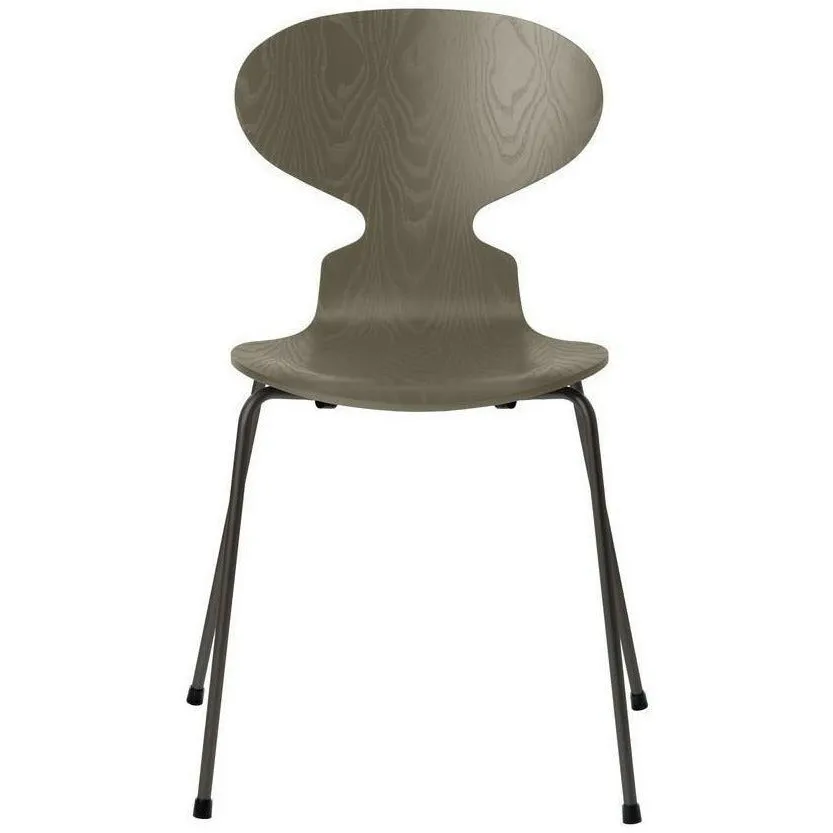 Fritz Hansen Ant™ Chair Colored Ash Olive Green Bowl, Warm Graphite Base