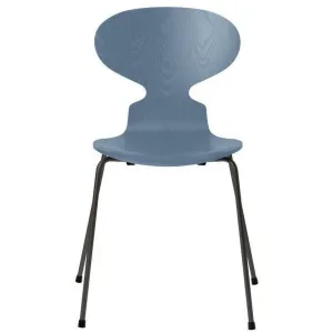 Fritz Hansen Ant™ Chair Dyed Ash Dusk Blue Bowl, Warm Graphite Base