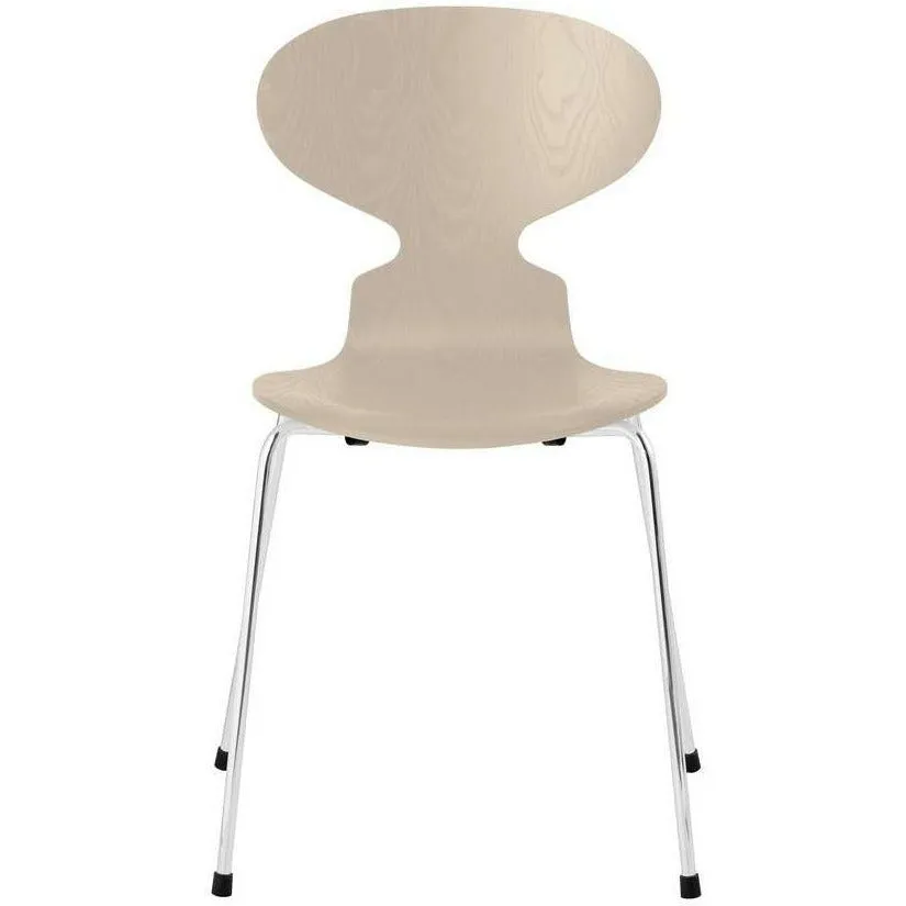 Fritz Hansen Ant™ Chair Dyed Ash Light Beige Bowl, Chromed Steel Base