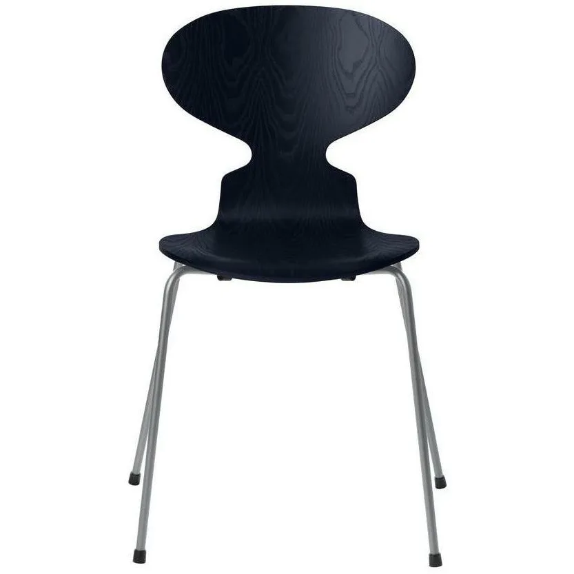 Fritz Hansen Ant™ Chair Dyed Ash Midnight Blue Bowl, Silver Grey Base