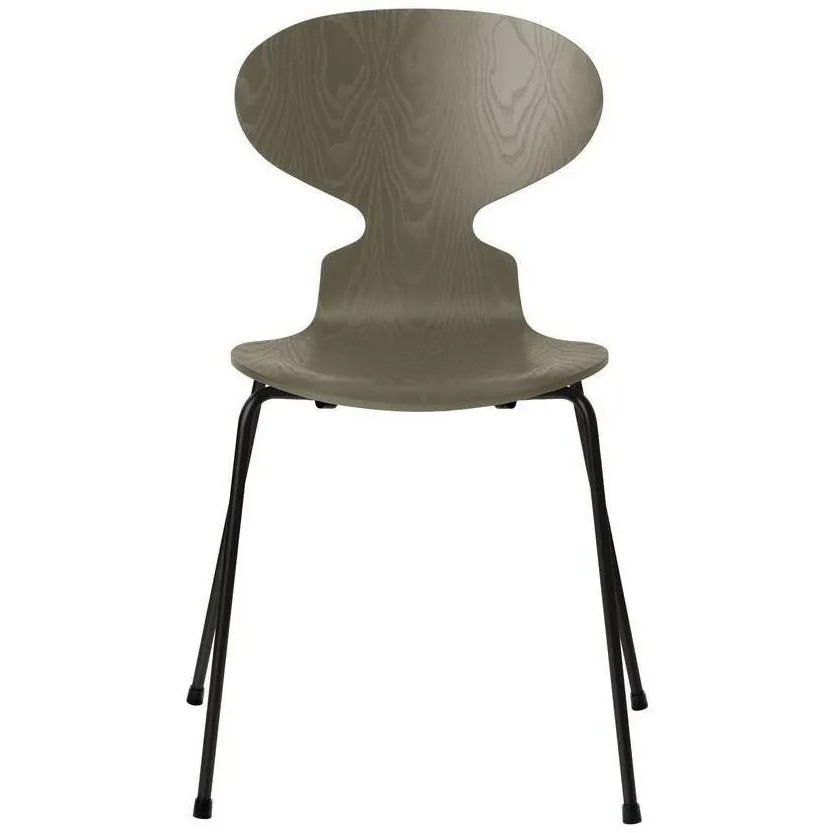 Fritz Hansen Ant™ Chair Dyed Ash Olive Green Bowl, Black Base
