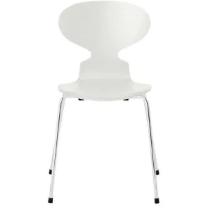 Fritz Hansen Ant™ Chair Dyed Ash White Shell, Chromed Steel Base