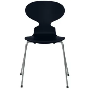 Fritz Hansen Ant™ Chair Lacquered Midnight Blue Shell, Silver Grey Base