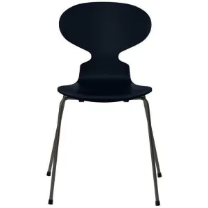 Fritz Hansen Ant™ Chair Lacquered Midnight Blue Shell, Warm Graphite Base