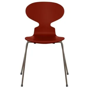 Fritz Hansen Ant™ Chair Lacquered Venetian Red Bowl, Brown Bronze Base