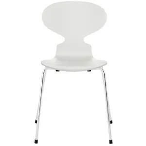 Fritz Hansen Ant™ Chair Lacquered White Shell, Chrome Plated Steel Base