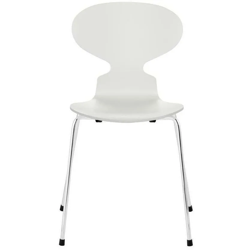 Fritz Hansen Ant™ Chair Lacquered White Shell, Chrome Plated Steel Base