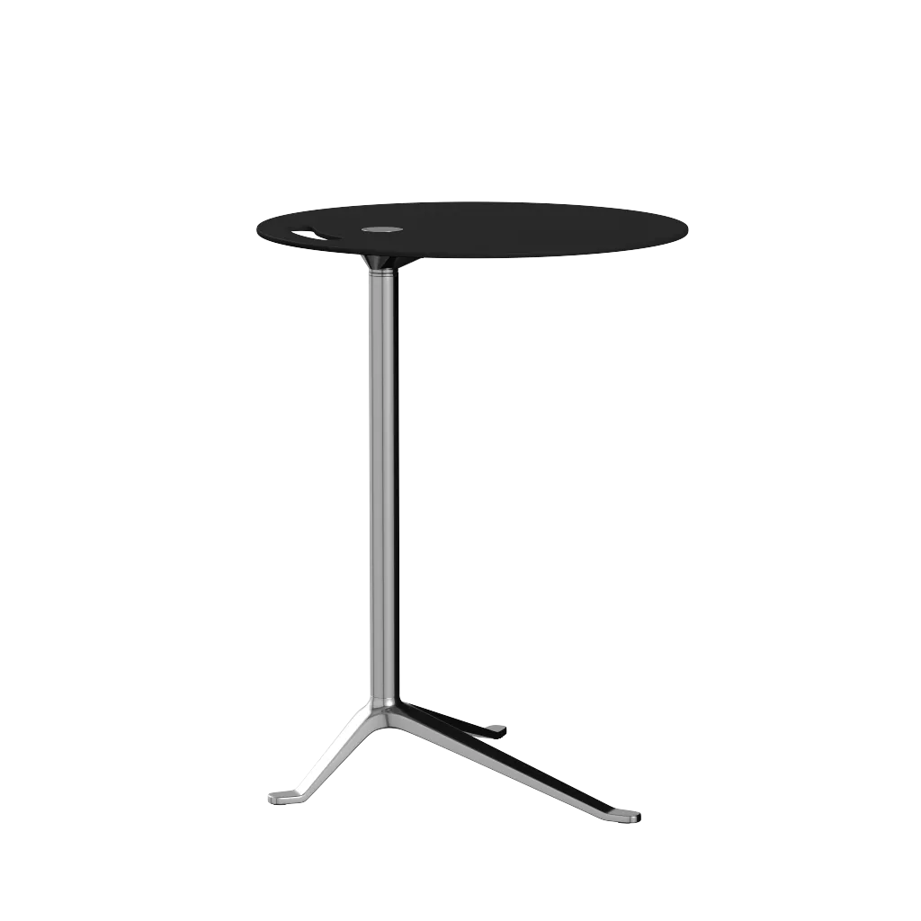 Fritz Hansen Ks12 Little Friend™ Table, Polished Aluminium/Black Laminate