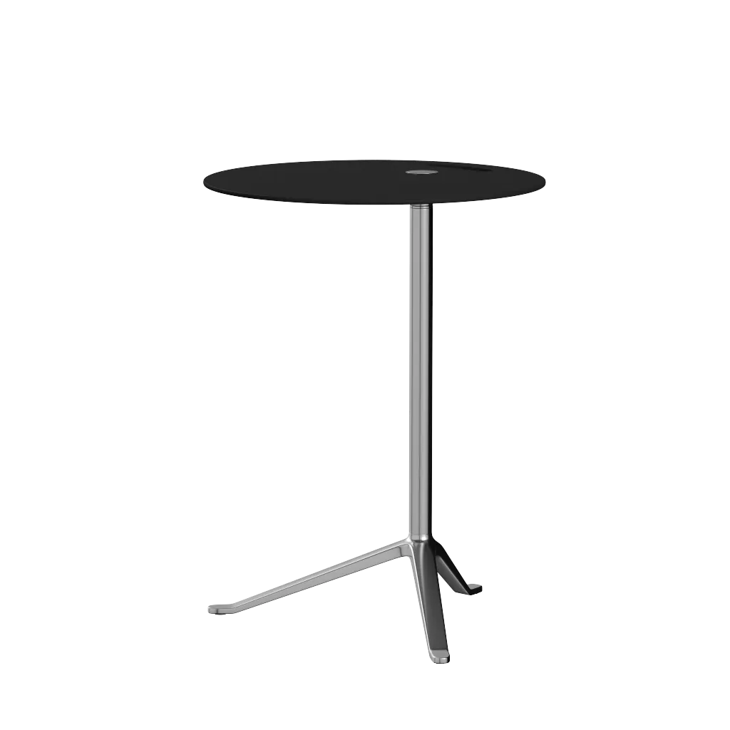 Fritz Hansen Ks12 Little Friend™ Table, Polished Aluminium/Black Laminate
