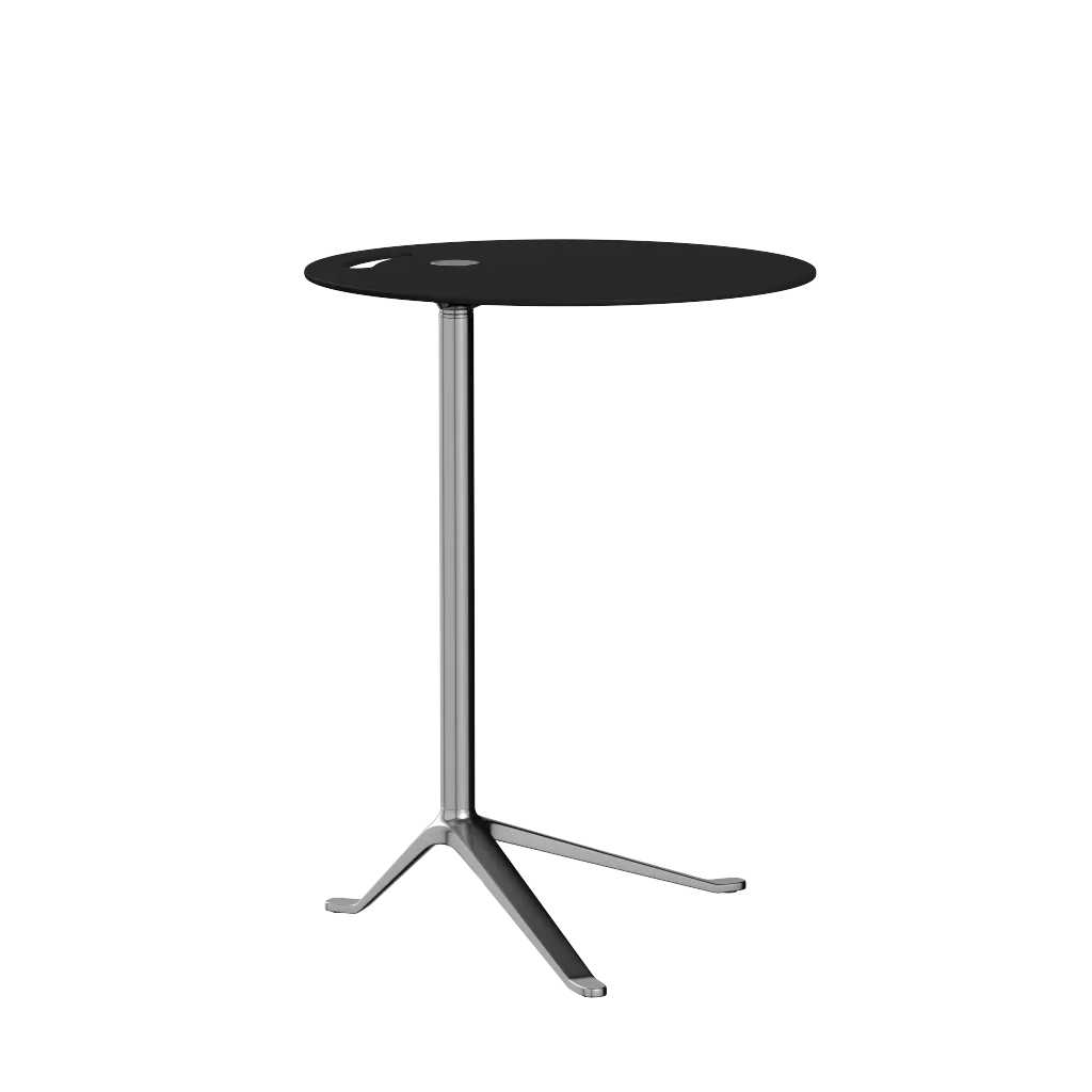 Fritz Hansen Ks12 Little Friend™ Table, Polished Aluminium/Black Laminate