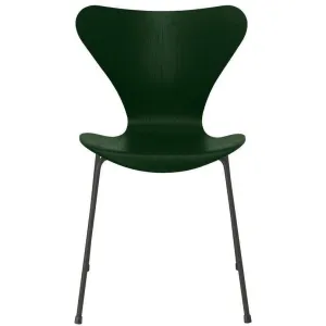 Fritz Hansen Series 7™ Chair Colored Ash Evergreen Bowl, Warm Graphite Base