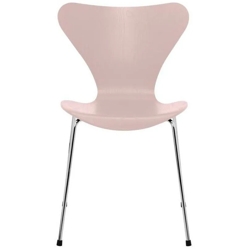 Fritz Hansen Series 7™ Chair Colored Ash Pale Rose Bowl, Chromed Steel Base