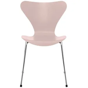 Fritz Hansen Series 7™ Chair Colored Ash Pale Rose Bowl, Chromed Steel Base