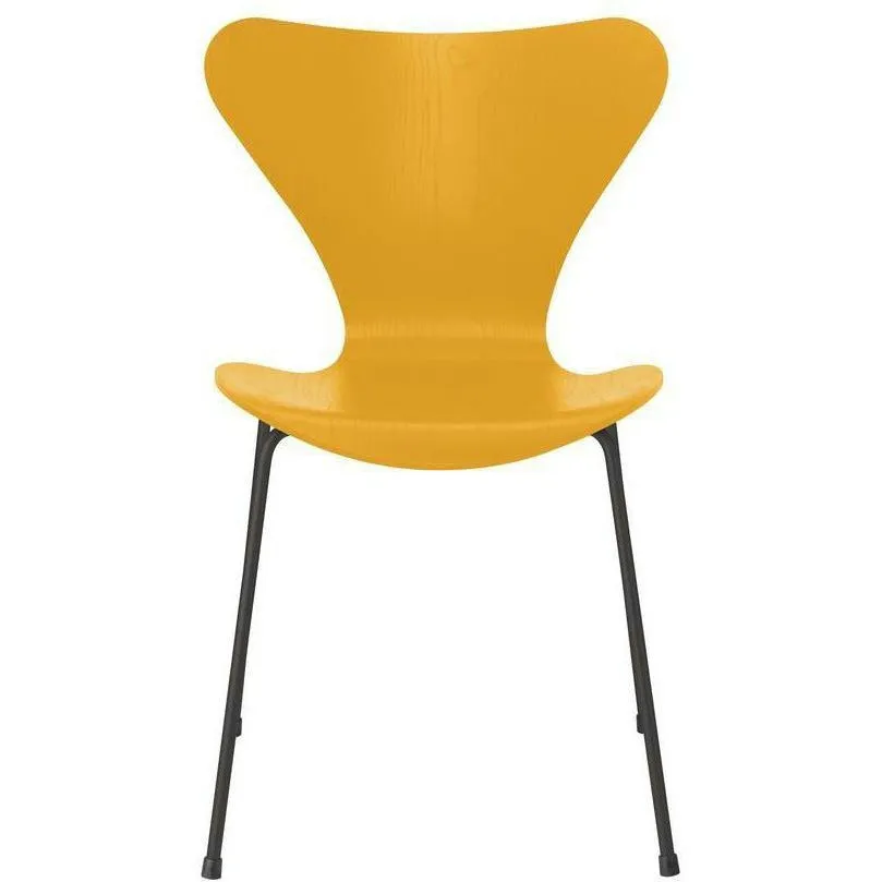 Fritz Hansen Series 7™ Chair Colored Ash True Yellow Bowl, Warm Graphite Base