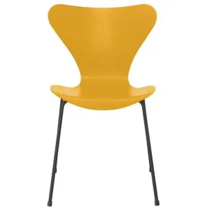Fritz Hansen Series 7™ Chair Colored Ash True Yellow Bowl, Warm Graphite Base