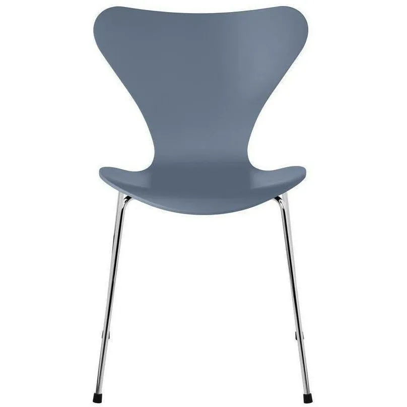 Fritz Hansen Series 7™ Chair Lacquered Dusk Blue Shell, Chrome Plated Steel Base