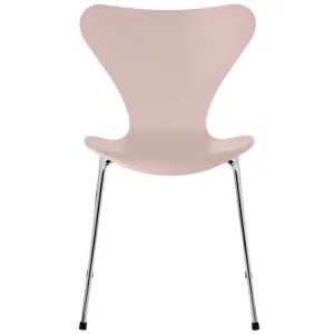 Fritz Hansen Series 7™ Chair Lacquered Pale Rose Bowl, Chromed Steel Base