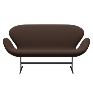 Fritz Hansen Swan™ Sofa 2 Seater, Black Lacquered/Capture Chocolate Brown