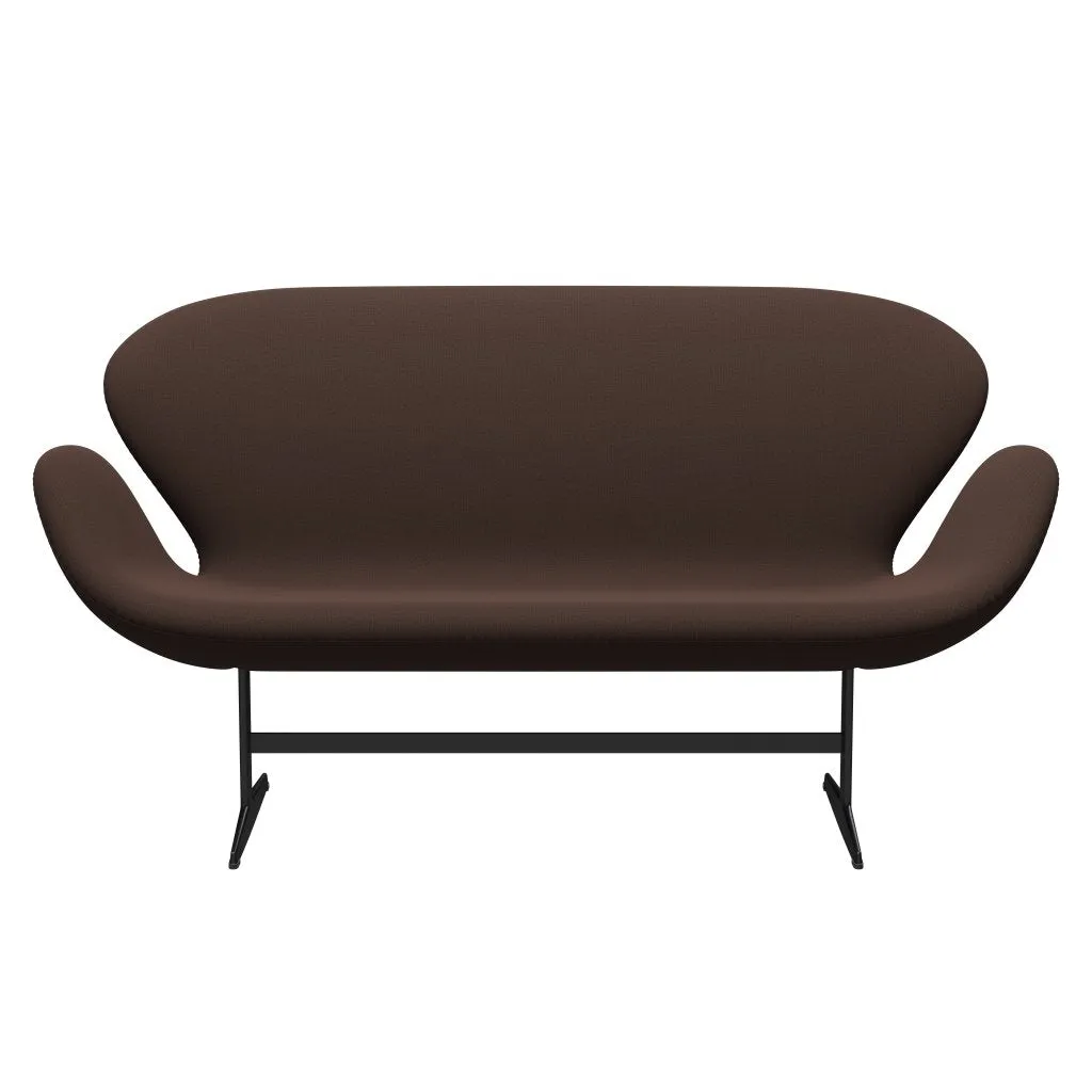 Fritz Hansen Swan™ Sofa 2 Seater, Black Lacquered/Capture Chocolate Brown
