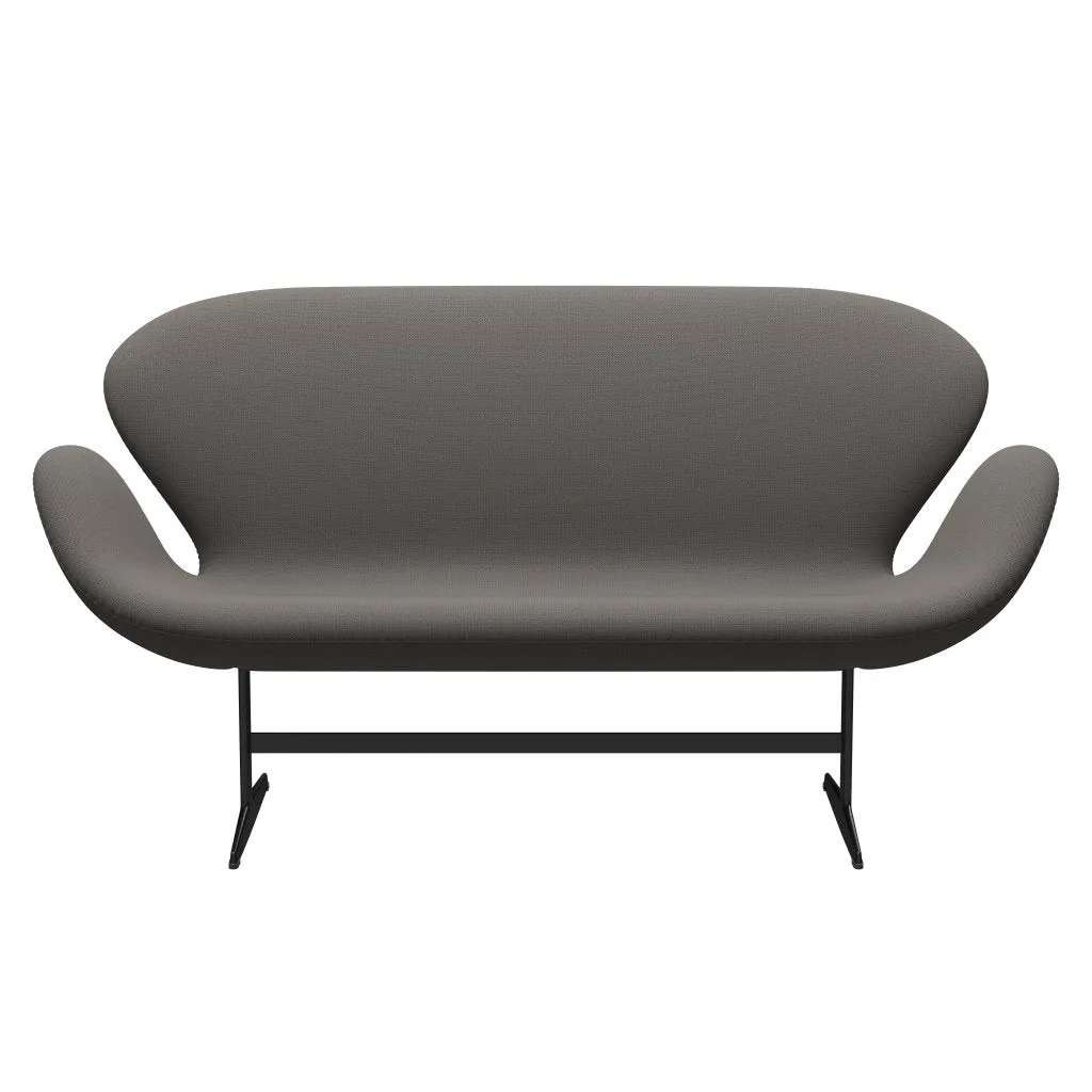 Fritz Hansen Swan™ Sofa 2 Seater, Black Lacquered/Capture Warm Dark Grey