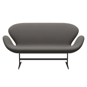 Fritz Hansen Swan™ Sofa 2 Seater, Black Lacquered/Capture Warm Dark Grey