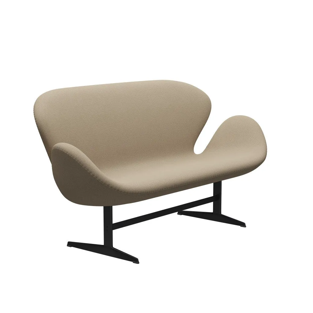 Fritz Hansen Swan™ Sofa 2 Seater, Black Lacquered/Diablo Hessian