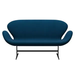 Fritz Hansen Swan™ Sofa 2 Seater, Black Lacquered/Divina Coral Green