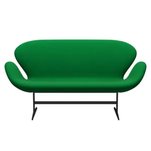Fritz Hansen Swan™ Sofa 2 Seater, Black Lacquered/Divina Grass Green