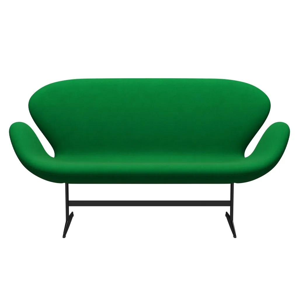 Fritz Hansen Swan™ Sofa 2 Seater, Black Lacquered/Divina Grass Green
