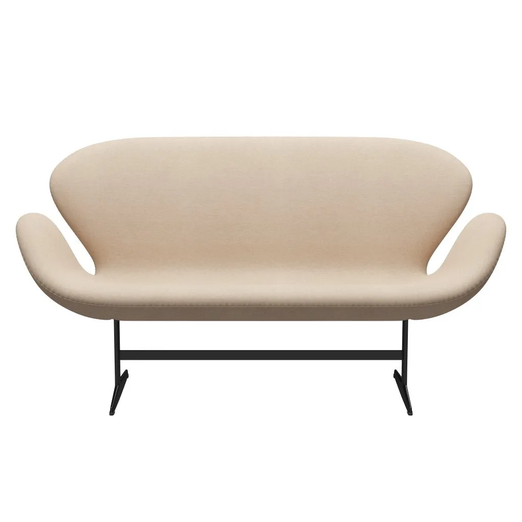 Fritz Hansen Swan™ Sofa 2 Seater, Black Lacquered/Divina Md Crème