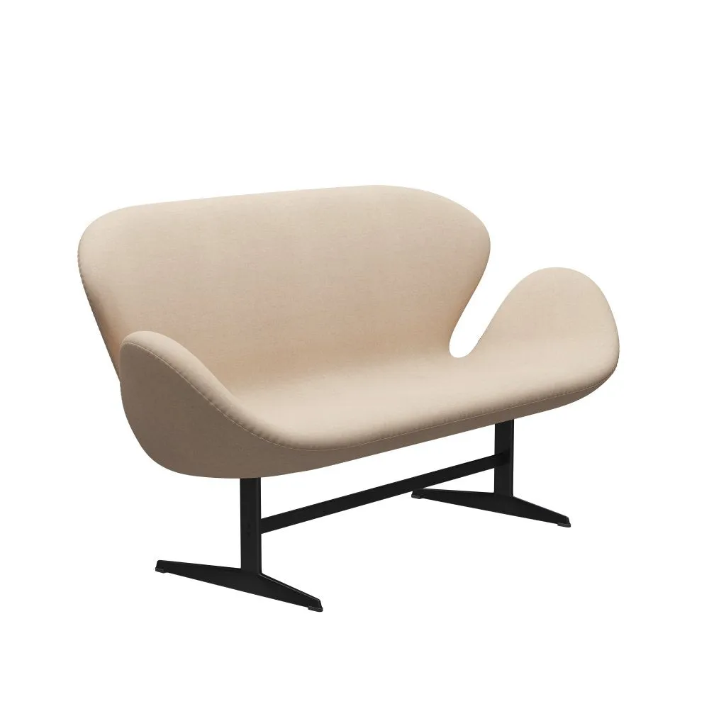 Fritz Hansen Swan™ Sofa 2 Seater, Black Lacquered/Divina Md Crème