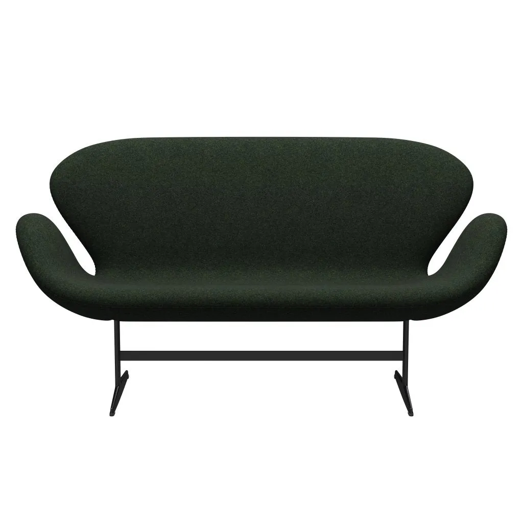 Fritz Hansen Swan™ Sofa 2 Seater, Black Lacquered/Divina Md Moss Green
